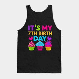 7 Years Old Rainbow Girls 7Th Birthday For Girls Kids Tank Top